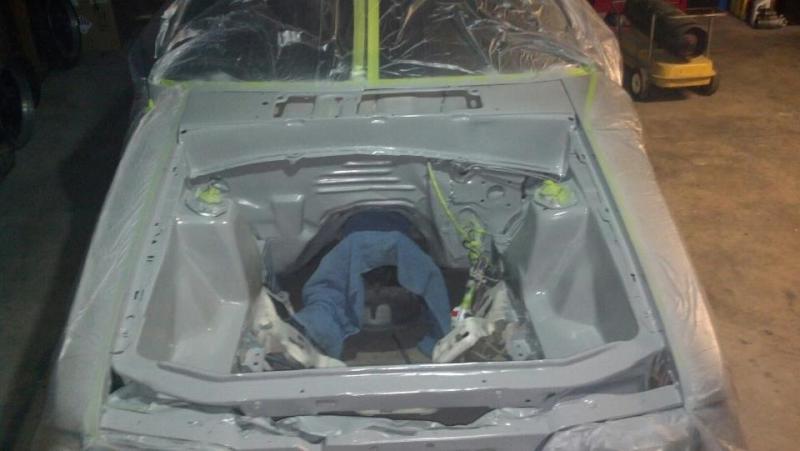 Workin on smoothing the engine bay 2-20-2013